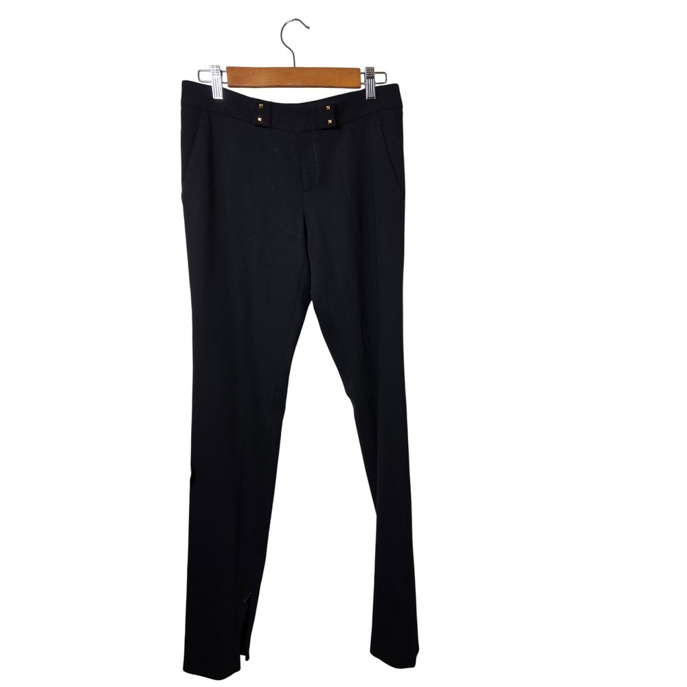 Gucci Womens Black Wool Blend Studded Waist Slim Tapered Dress Pants Size 42
